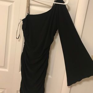 One shoulder bell sleeve cocktail dress